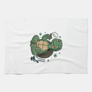 Vintage Stoner Turtle Vector-Shirt-Design_1 Geschirrtuch