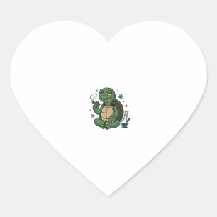 Vintage Stoner Turtle Vector-Shirt-Design_1 Herz-Aufkleber