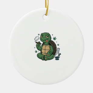 Vintage Stoner Turtle Vector-Shirt-Design_1 Keramik Ornament