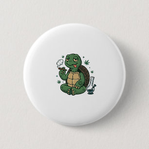 Vintage Stoner Turtle Vektor-Shirt Design_1 Button