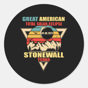 Vintage Stonewall Texas Totale Sonnenfinsternis 20 Runder Aufkleber