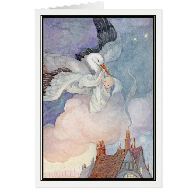 Vintage Storch-Baby-Lieferung durch Anne Anderson (Vorne)