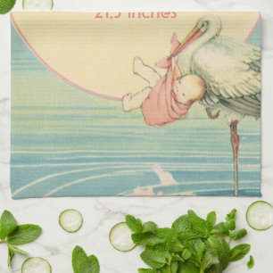 Vintage-Storch-Babymädchen-Decke, Willkommen in de Geschirrtuch