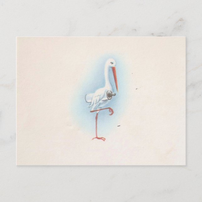 Vintage Storch Postkarte (Vorderseite)