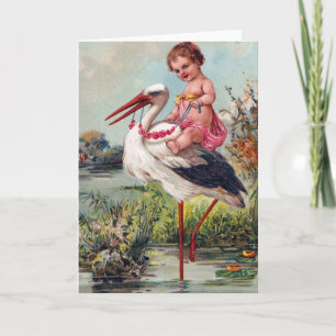 Vintage Storch und Baby Ankündigung