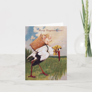 Vintage Storchenkarte Karte