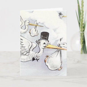Vintage Stork Baby Lieferkarte Karte