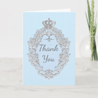 Vintage Storybook Blaue Krone Danke-Faltkarte
