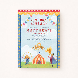 Vintage Storybook Circus First Birthday Invitation Einladung