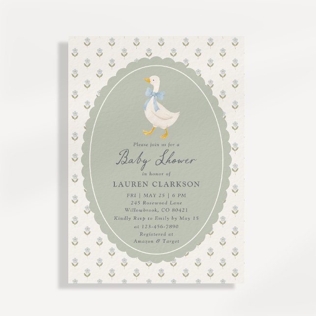 Vintage Storybook Goose Baby Shower Invitation Einladung (Von Creator hochgeladen)