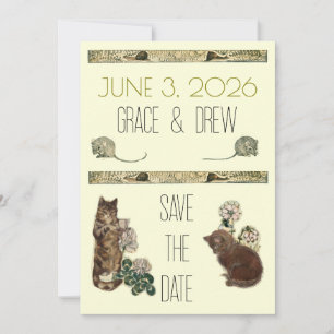 Vintage Storybook Kitts Save the Date Karte