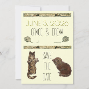 Vintage Storybook Kitts Save the Date Karte