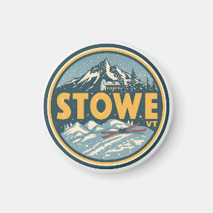 Vintage Stowe, VT Outdoor-Winterwanderwege-Skihäng Magnet