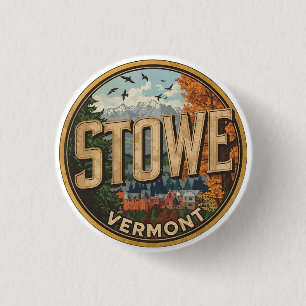 Vintage Stowe, VT Outdoor-Winterwanderwege-Skipist Button