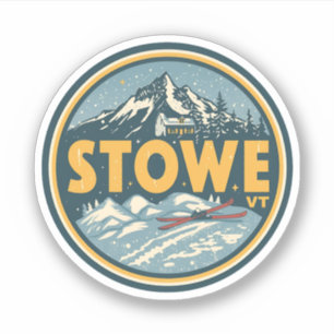 Vintage Stowe, VT Outdoor-Winterwanderwege-Skishän Aufkleber
