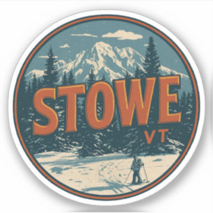 Vintage Stowe, VT Outdoor-Winterwanderwege-Skishän Aufkleber