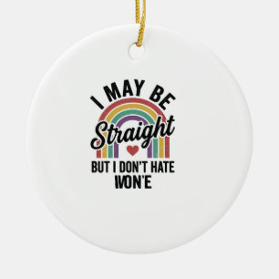Vintage Straight But Kind Regenbogen-Stolz-Shirt_1 Keramik Ornament