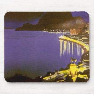 Vintage-Strand bei Nacht in Rio De Janeiro, Brasil Mousepad