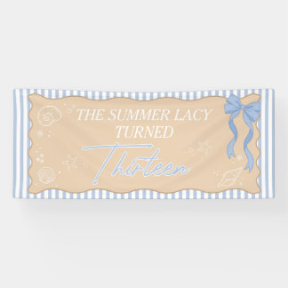 Vintage-Strand-Geburtstagsbanner in Pastellblau fü Banner