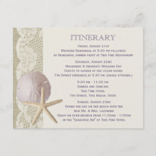 Vintage Strand Itinerary Lila Einladung