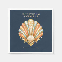 Vintage-Strand-Muschel-Küstenhochzeit Serviette