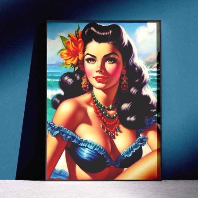 Vintage-Strand-Pin-up-Malerei Poster (Von Creator hochgeladen)