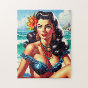 Vintage-Strand-Pin-up-Malerei Puzzle