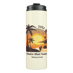Vintage-Strand-Sonnenuntergang-Urlaub surfen orang Thermosbecher