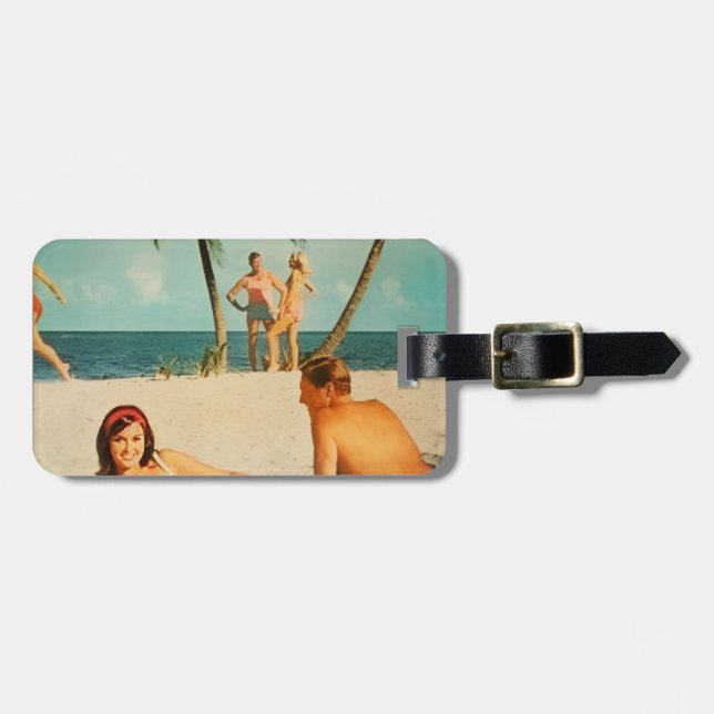 Vintage Strand Szene Gepäckanhänger (Vorderseite horizontal)