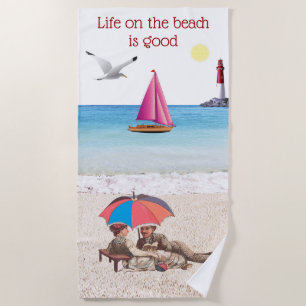 Vintage Strand-Szene Strandtuch