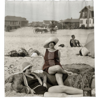 VINTAGE STRAND-SZENE - Zwanzigerjahre Duschvorhang
