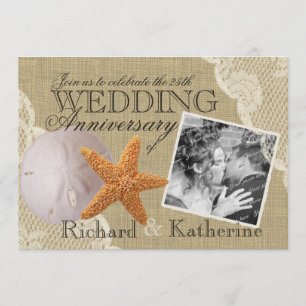 Vintage-Strand- und Spitzen-Hochzeitsjubiläum Einladung