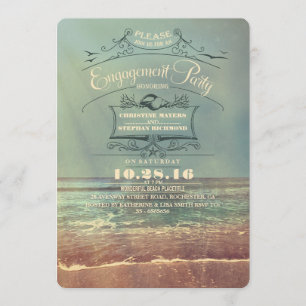 Vintage Strand-Verlobungs-Party Einladungen