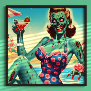 Vintage-Strand-Zombie-Pin-up Poster
