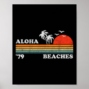 Vintage Strände von Aloha Hawaii Beach Retro Sonne Poster