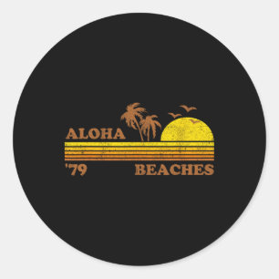 Vintage Strände von Aloha Hawaii Beach Retro Sonne Runder Aufkleber