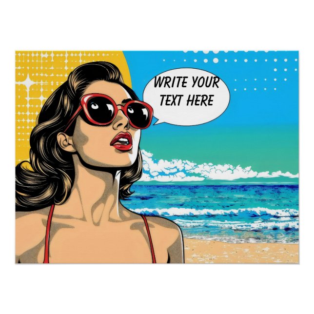 Vintage Strandfrau Poster (Vorderseite)