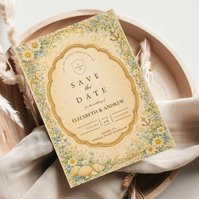 Vintage Strandgarten - Maritime Hochzeit Save The Date (Von Creator hochgeladen)
