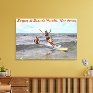 Vintage-Strandhöhen-New-Jersey-Surfing-Kunst Leinwanddruck