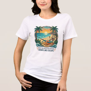Vintage-Strandleben-Flucht-Strand-Hängematte-Sonne Tri-Blend Shirt