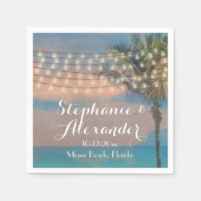 Vintage Strandlichter Sonnenuntergang Serviette (Vorderseite)