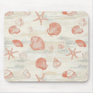 Vintage-Strandmuscheln mit Koralle und Seestern Mousepad