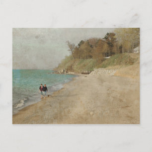 Vintage Strandspaziergang Postkarte