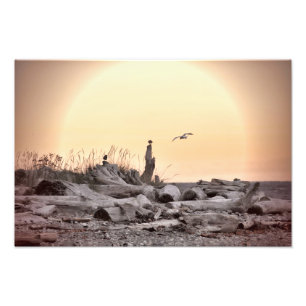 Vintage-Strandszene Fotodruck