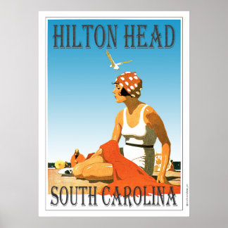 Vintage-Strandszene Hilton Head Poster