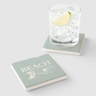 Vintage Strandweiser-Schild Steinuntersetzer