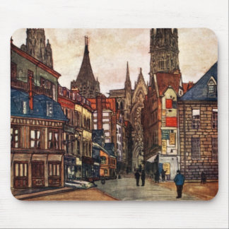 Vintage Straßen-Szene Rouen Frankreich Mousepad