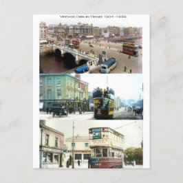 Vintage Straßenbahnen in Dublin, Irland Postkarte