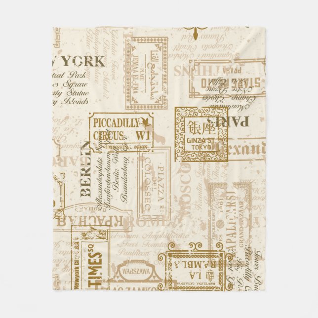 Vintage Straßenschilder - nahtloses Muster bei Son Fleecedecke (Vorderseite)