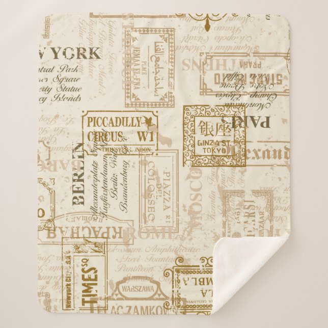 Vintage Straßenschilder - nahtloses Muster bei Son Sherpadecke (Vorderseite)